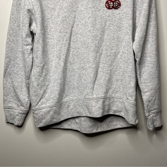 Women’s Gray Crew Neck Sweatshirt Embellished Cherry Appliqué Rhinestone Size Sm - Picture 4 of 9